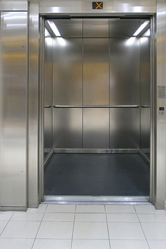 a stainless steel passenger elevator